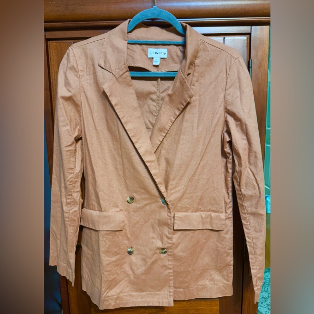 The Drop Women's Double-Breasted Tan Blazer
